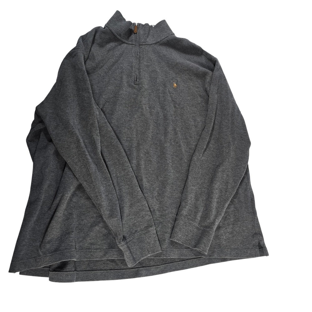 Polo Ralph‎ Lauren Mens Gray Estate Rib Quarter Zip Long Sleeve Pullover Top 3XB